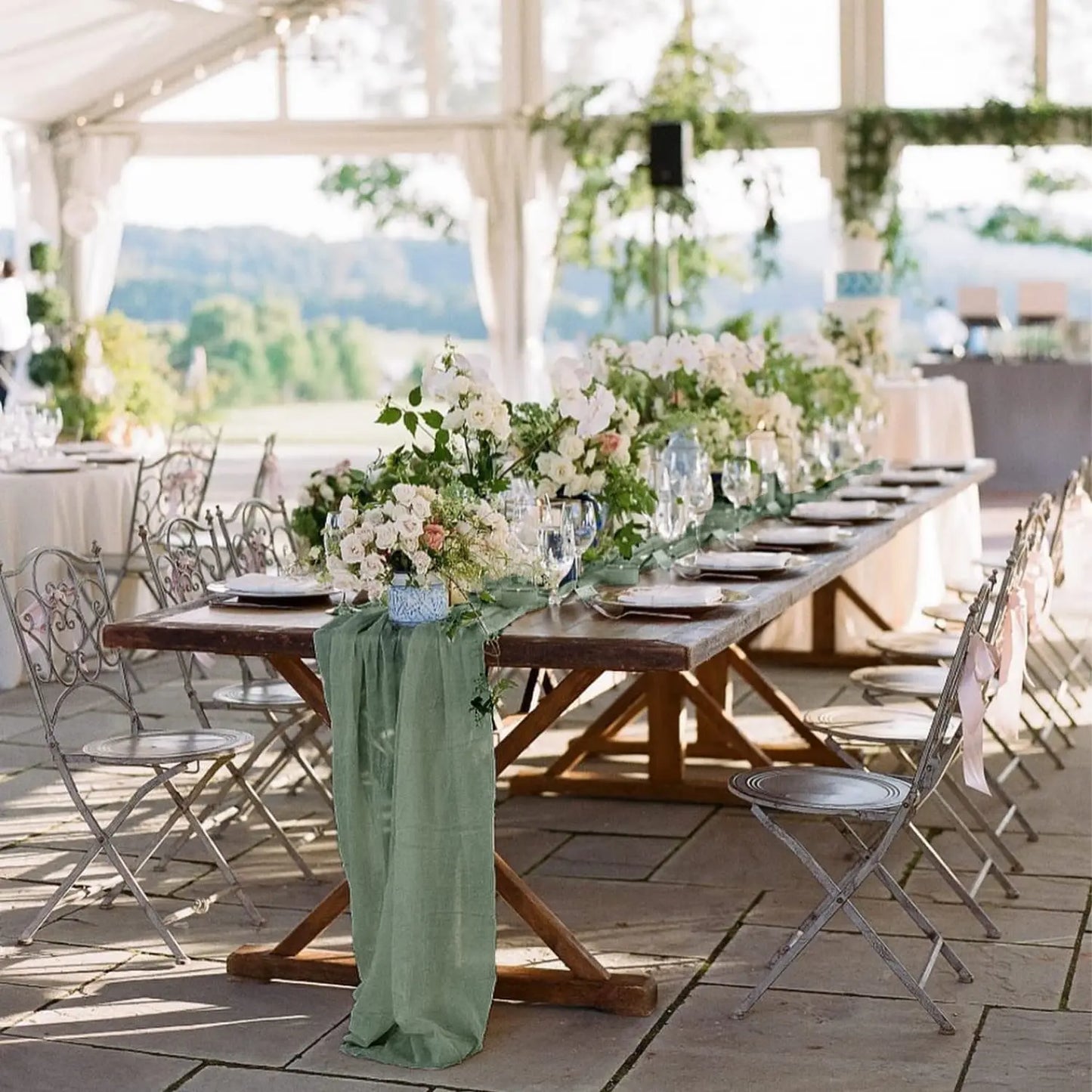 Sage Green Cotton Table Runners