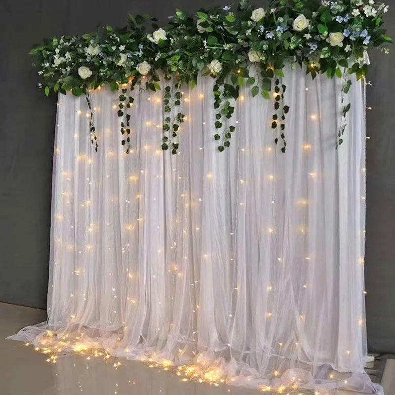 White Backdrop Curtains with Lights