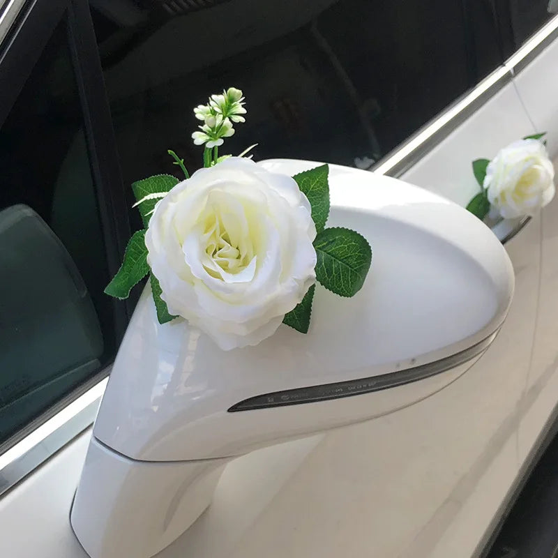 White Rose Wedding Car Decorations