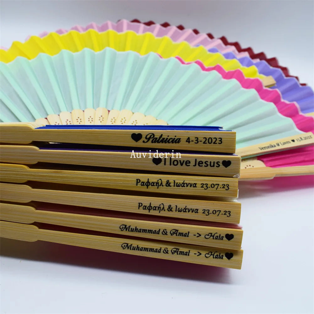 Personalized Bamboo Hand Fans Wedding Favors