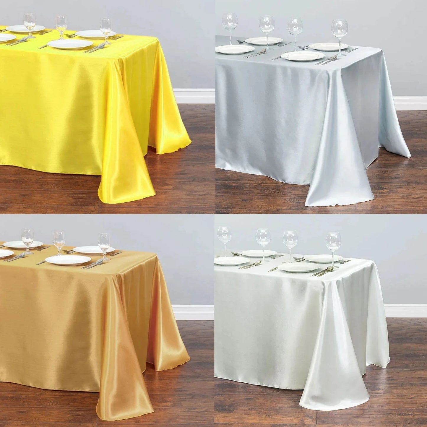 Solid Color Satin Tablecloth Overlay