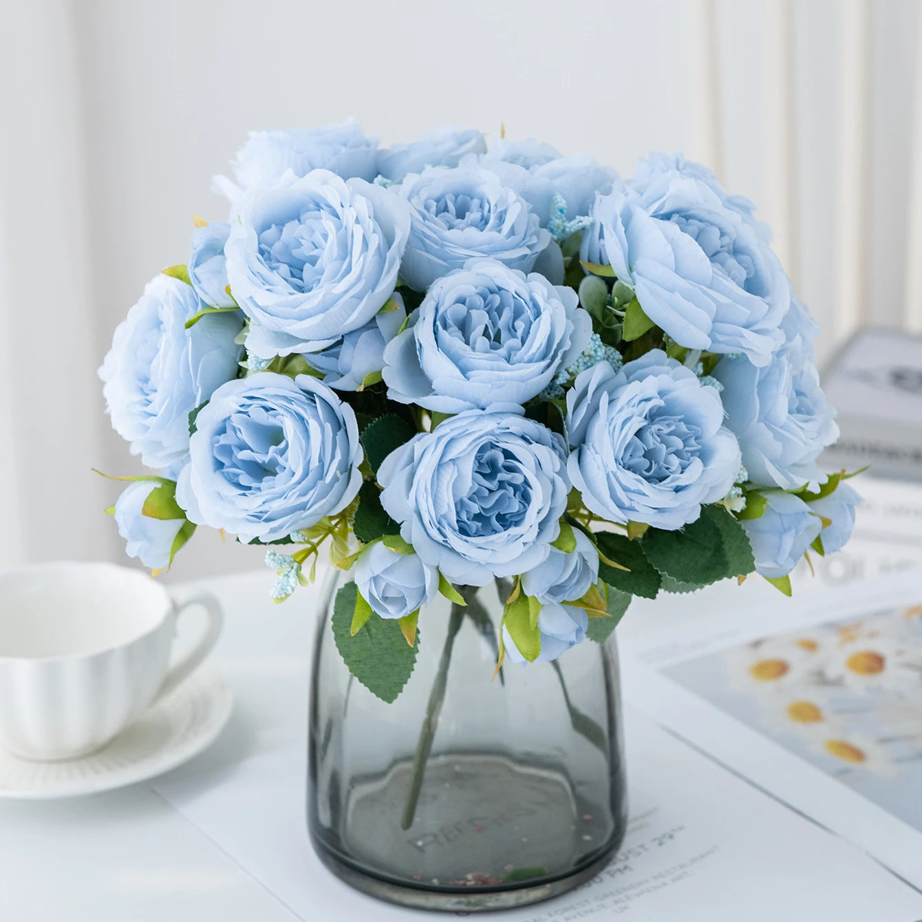 Silk White Peony Flower Bouquet