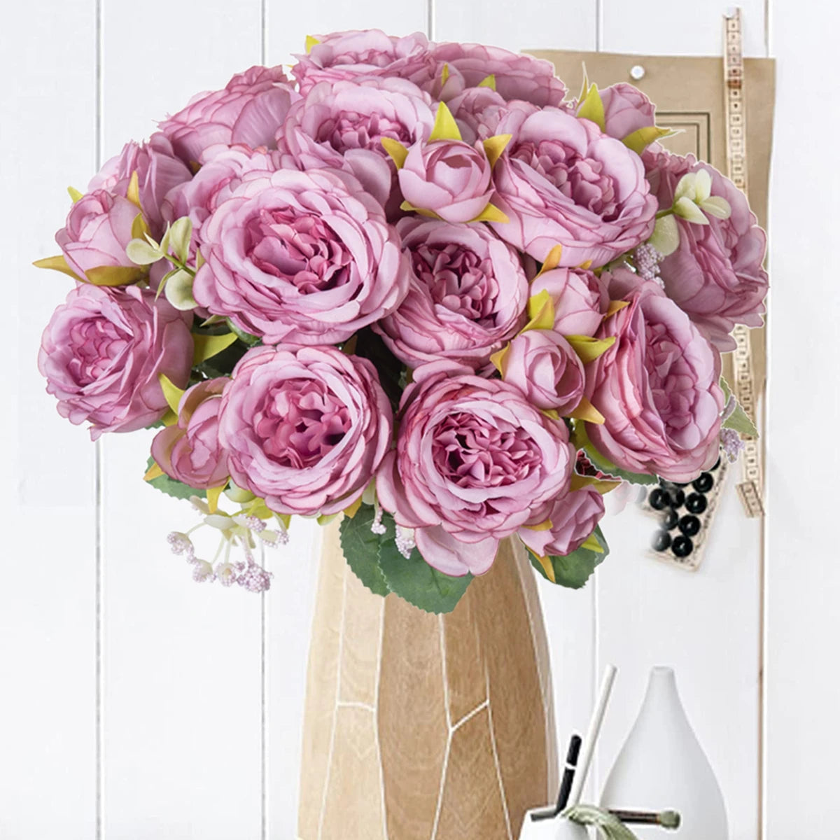 Silk White Peony Flower Bouquet