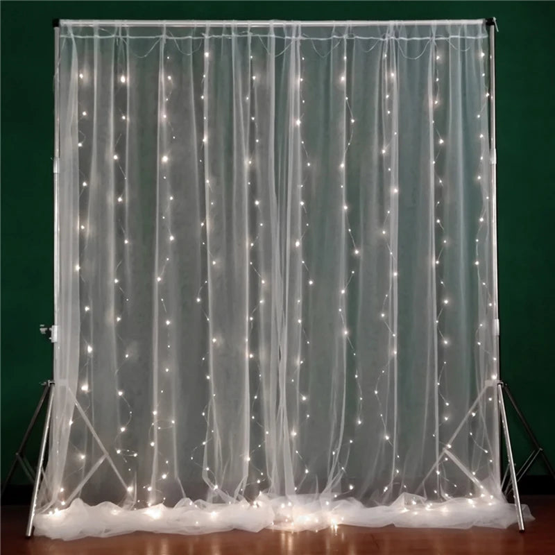 White Backdrop Curtains with Lights