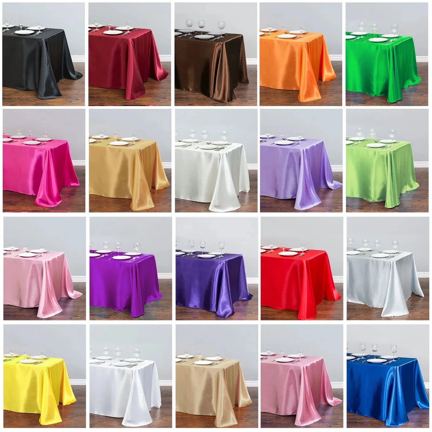 Solid Color Satin Tablecloth Overlay