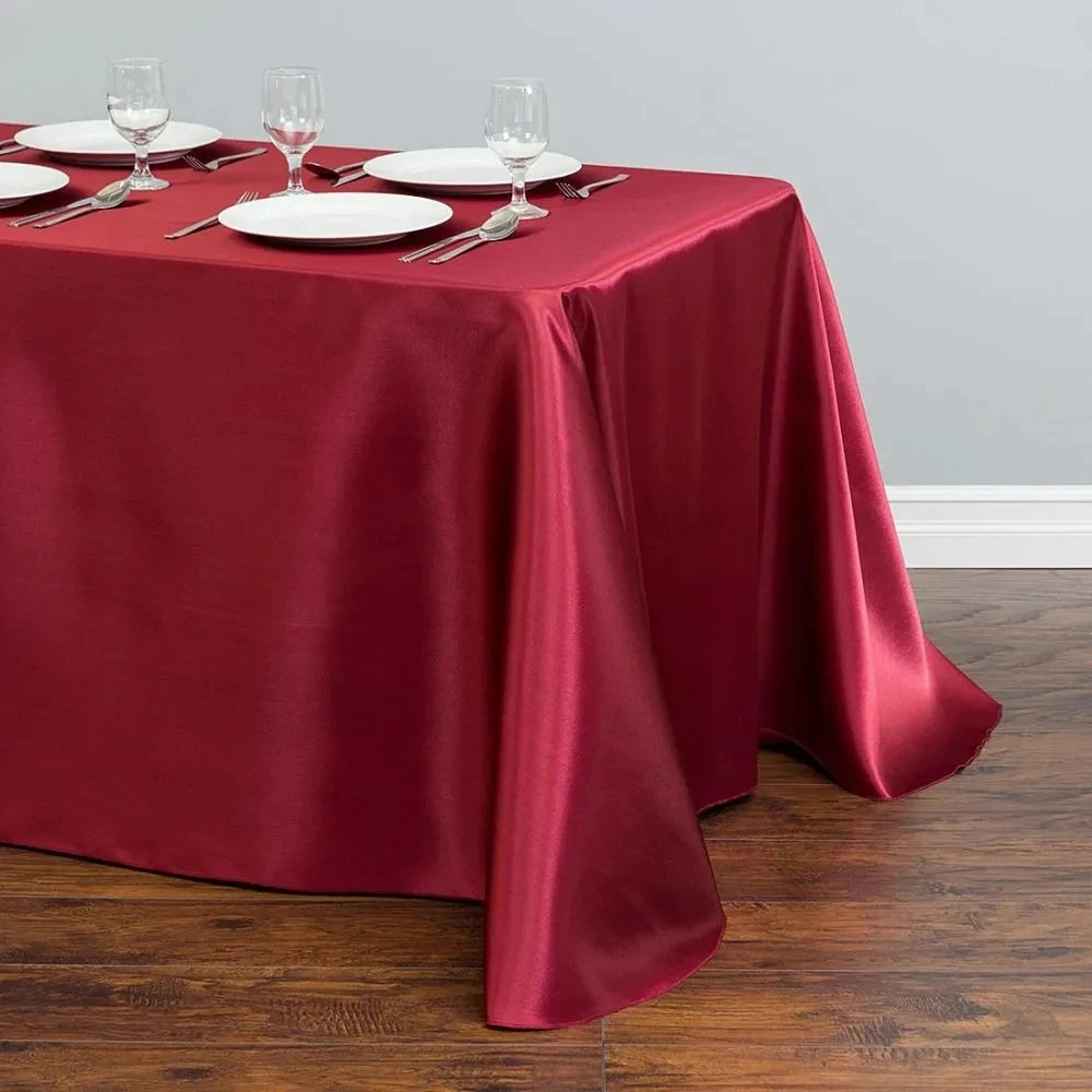 Solid Color Satin Tablecloth Overlay