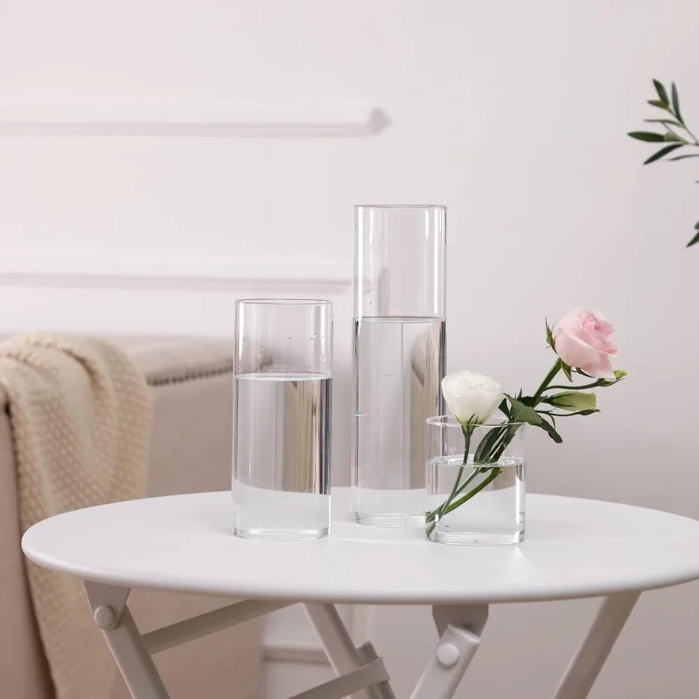 Clear Glass Cylinder Vase Set