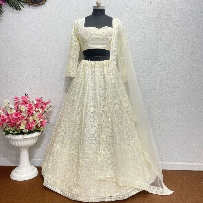 White Embroidered Lehenga Choli Set