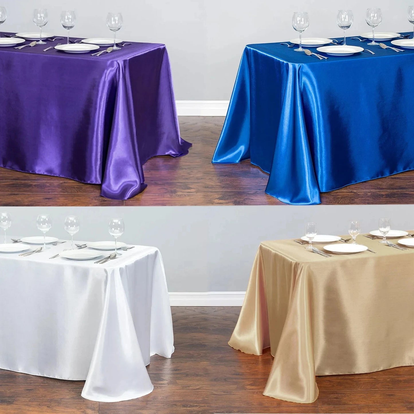 Solid Color Satin Tablecloth Overlay