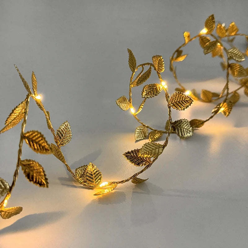 Golden Leaves Fairy Lights Set