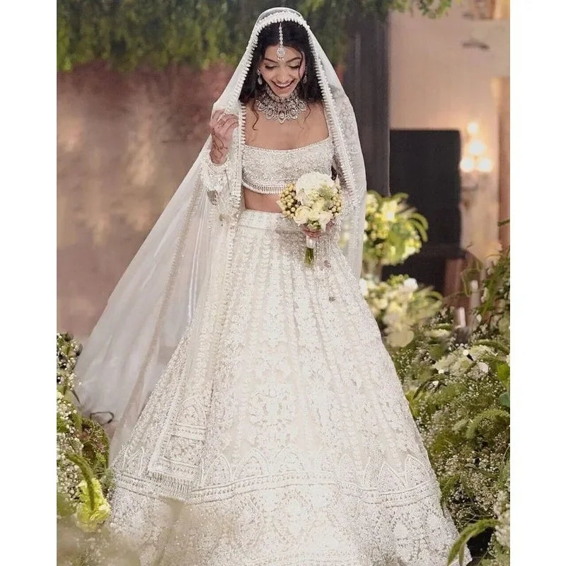 White Embroidered Lehenga Choli Set